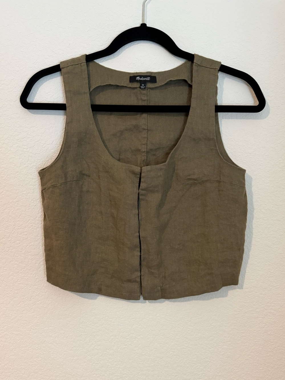Madewell Olive Linen Corset Inspired Vest